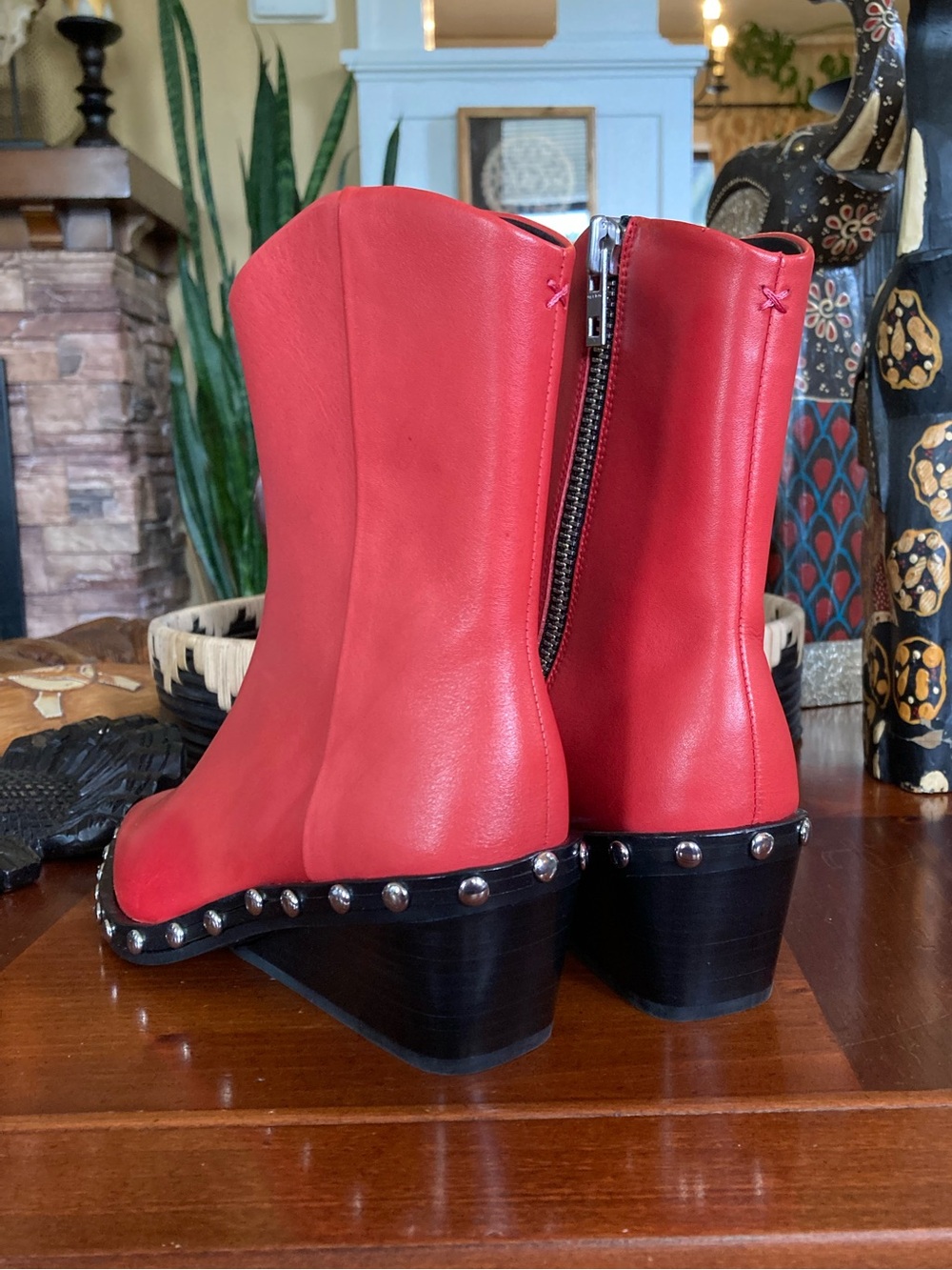 Rag & Bone “Santiago” Pointed Toe Wedge Bootie in Fiery Red - Picture 4 of 13